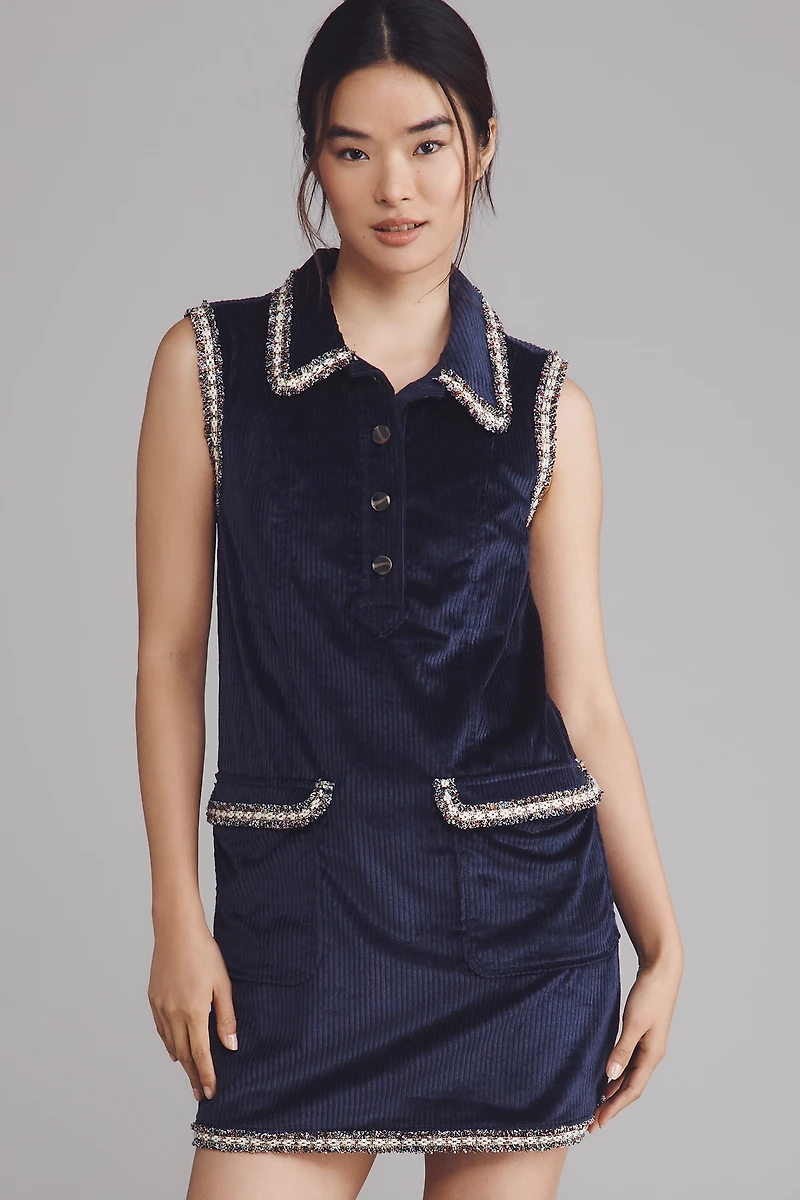 By Anthropologie Collared Corduroy Mini Dress