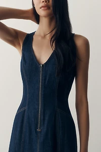 Pilcro Denim Zip-Front Midi Dress