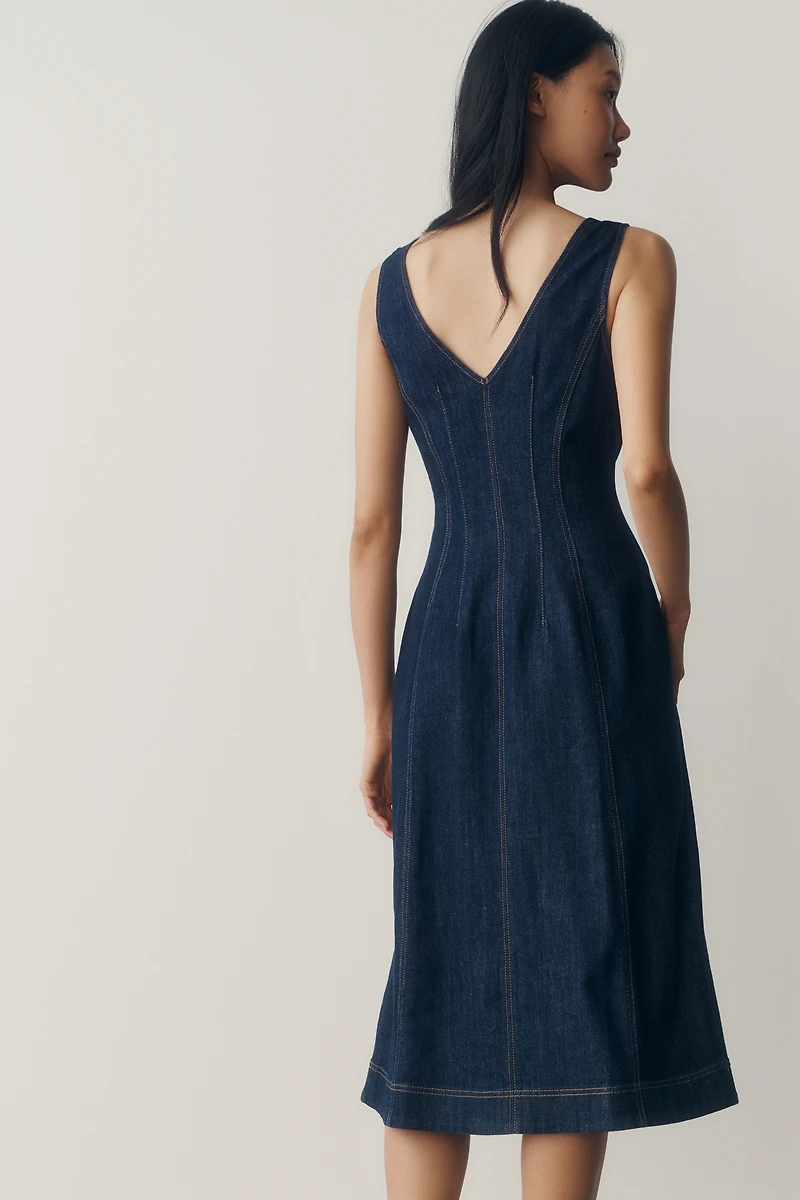Pilcro Denim Zip-Front Midi Dress
