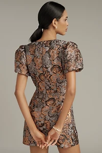 Dress The Population Elsie Puff-Sleeve Jacquard Mini