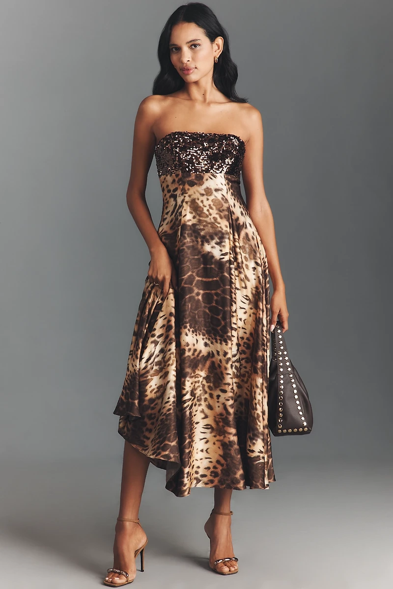 Dress The Population Miranda Strapless Sequin A-Line Midi