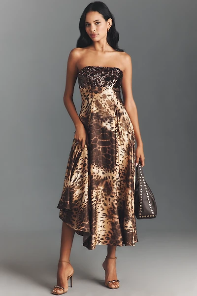 Dress The Population Miranda Strapless Sequin A-Line Midi