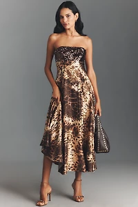 Dress The Population Miranda Strapless Sequin A-Line Midi