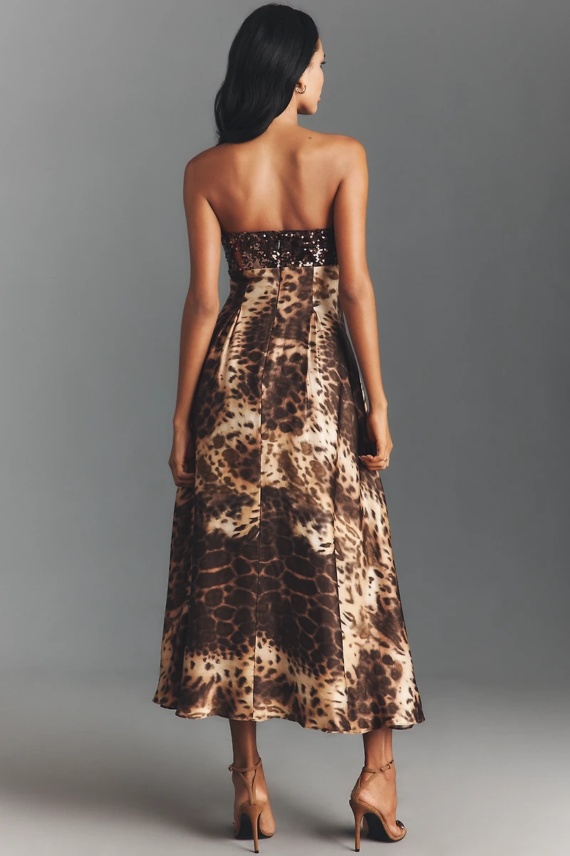 Dress The Population Miranda Strapless Sequin A-Line Midi