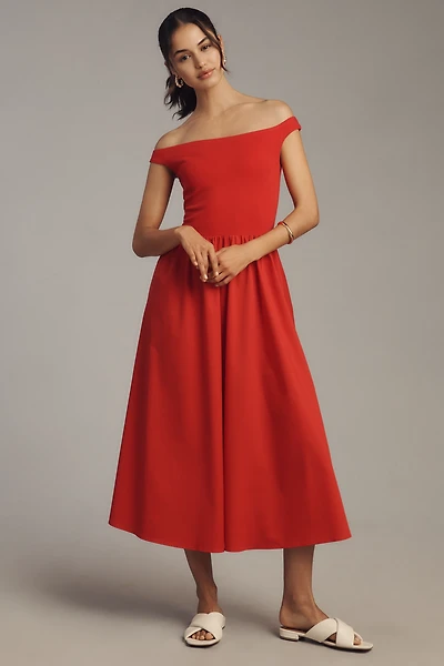 Elodie Petite Off-Shoulder Midi Dress