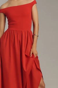 Elodie Petite Off-Shoulder Midi Dress