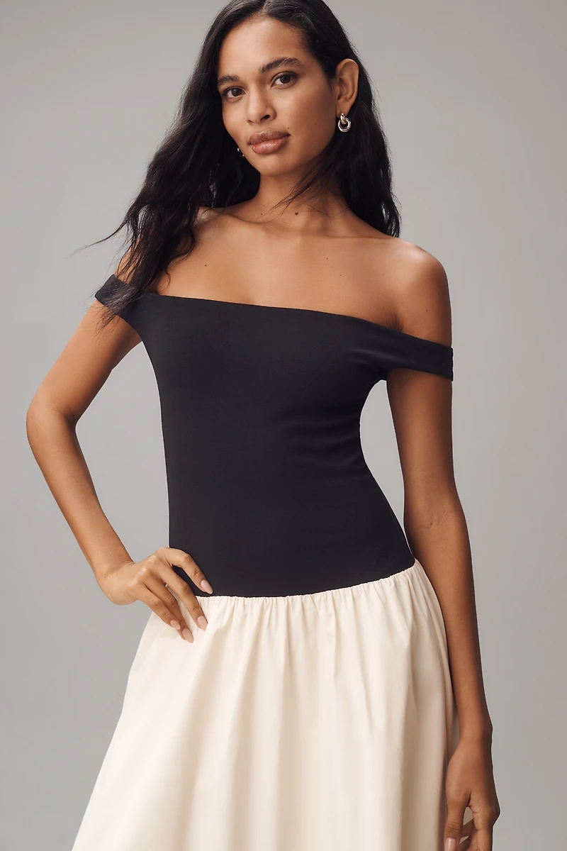 Elodie Petite Off-Shoulder Twofer Midi Dress