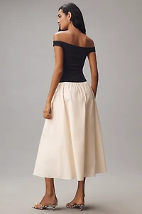 Elodie Petite Off-Shoulder Twofer Midi Dress