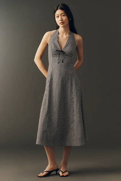 Elodie Cotton V-Neck Halter Midi Dress