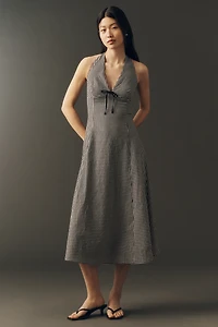 Elodie Cotton V-Neck Halter Midi Dress