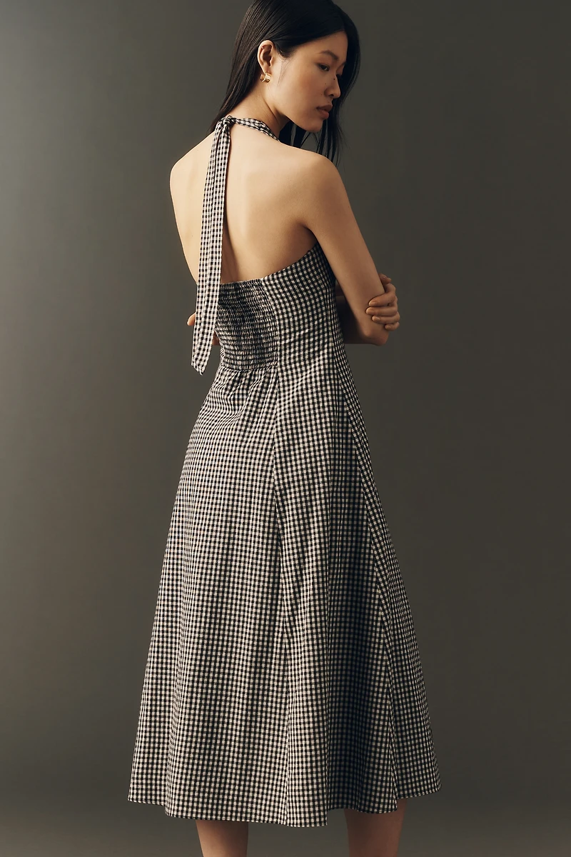 Elodie Cotton V-Neck Halter Midi Dress