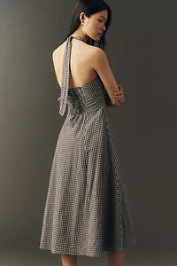 Elodie Cotton V-Neck Halter Midi Dress