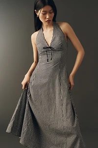 Elodie Cotton V-Neck Halter Midi Dress
