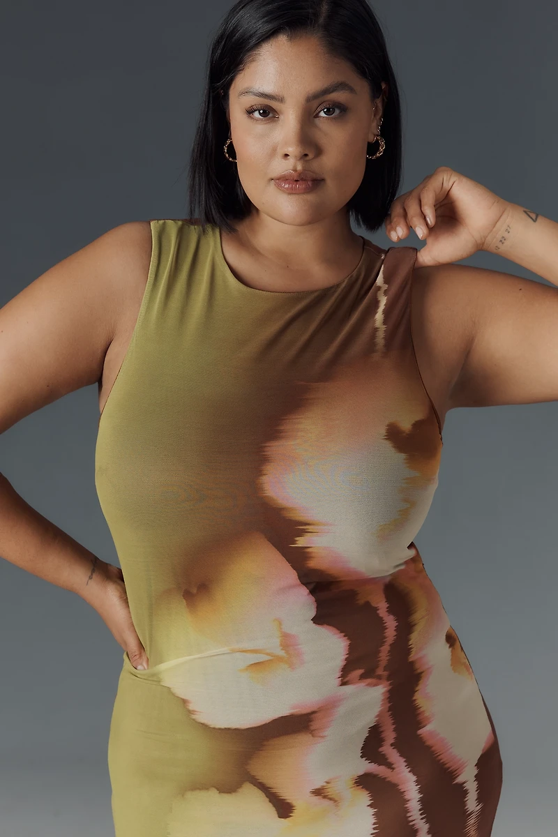Eloquii Plus Sleeveless Printed Slim Maxi Dress