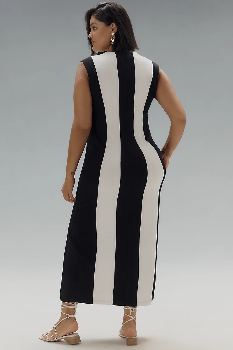 Eloquii Plus Sleeveless Striped Knit Maxi Dress