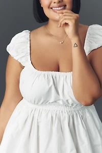 Eloquii Short-Sleeve Square-Neck Poplin Mini Dress