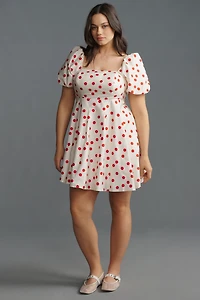Eloquii Plus Puff-Sleeve Printed Mini Dress