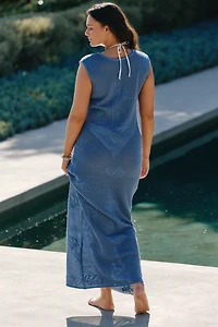 Eloquii Plus Sleeveless Shell-Embroidered Maxi Dress