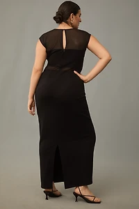 Eloquii Plus Mesh Panel Midi Dress
