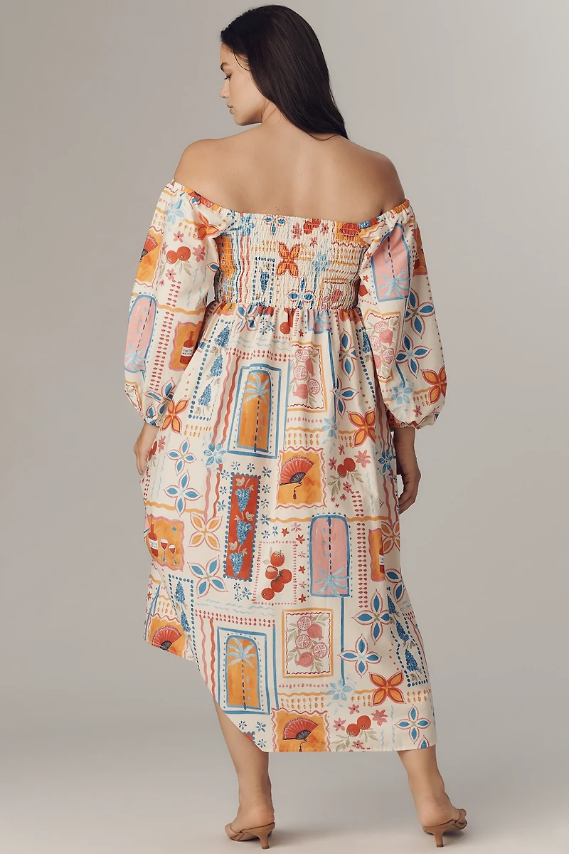 Eloquii Plus Off-The-Shoulder A-Line Midi Dress