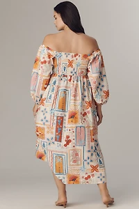 Eloquii Plus Off-The-Shoulder A-Line Midi Dress