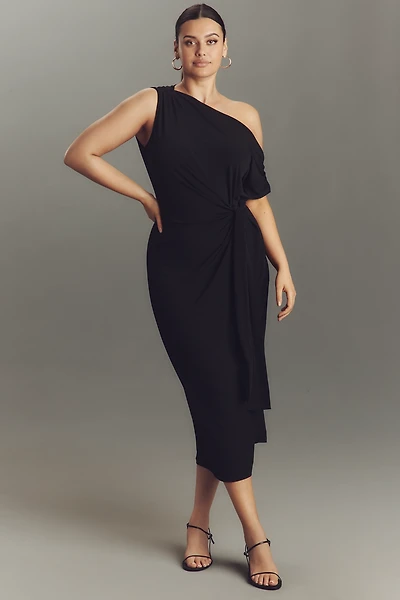Eloquii Plus One-Shoulder Twist-Front Midi Dress