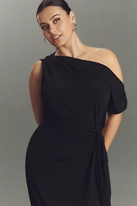 Eloquii Plus One-Shoulder Twist-Front Midi Dress
