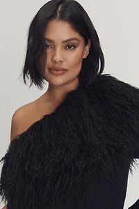 Eloquii Plus Faux-Fur One-Shoulder Maxi Dress