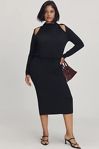 Eloquii Plus Long-Sleeve Cutout Midi Dress