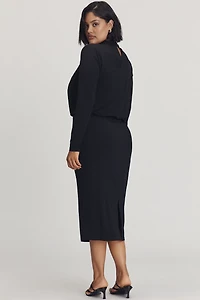 Eloquii Plus Long-Sleeve Cutout Midi Dress