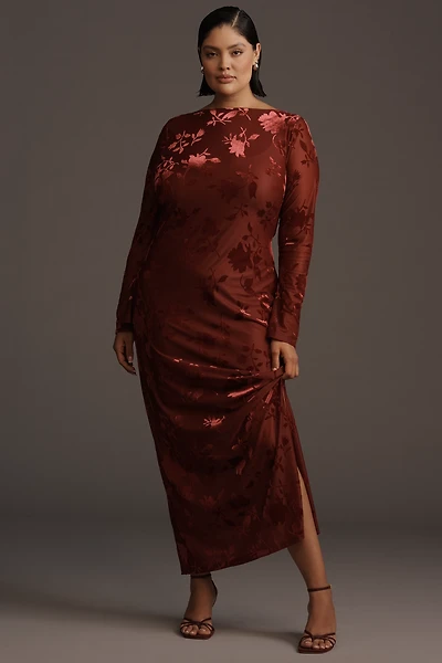 Eloquii Plus Long-Sleeve Velvet Maxi Dress