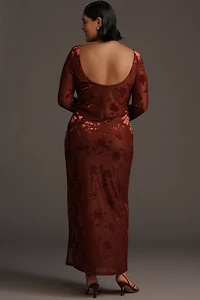 Eloquii Plus Long-Sleeve Velvet Maxi Dress
