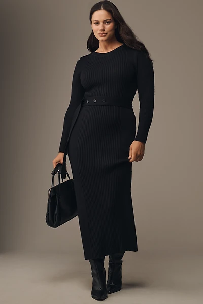 Eloquii Plus Long-Sleeve Rib Maxi Dress