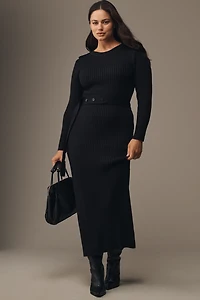 Eloquii Plus Long-Sleeve Rib Maxi Dress