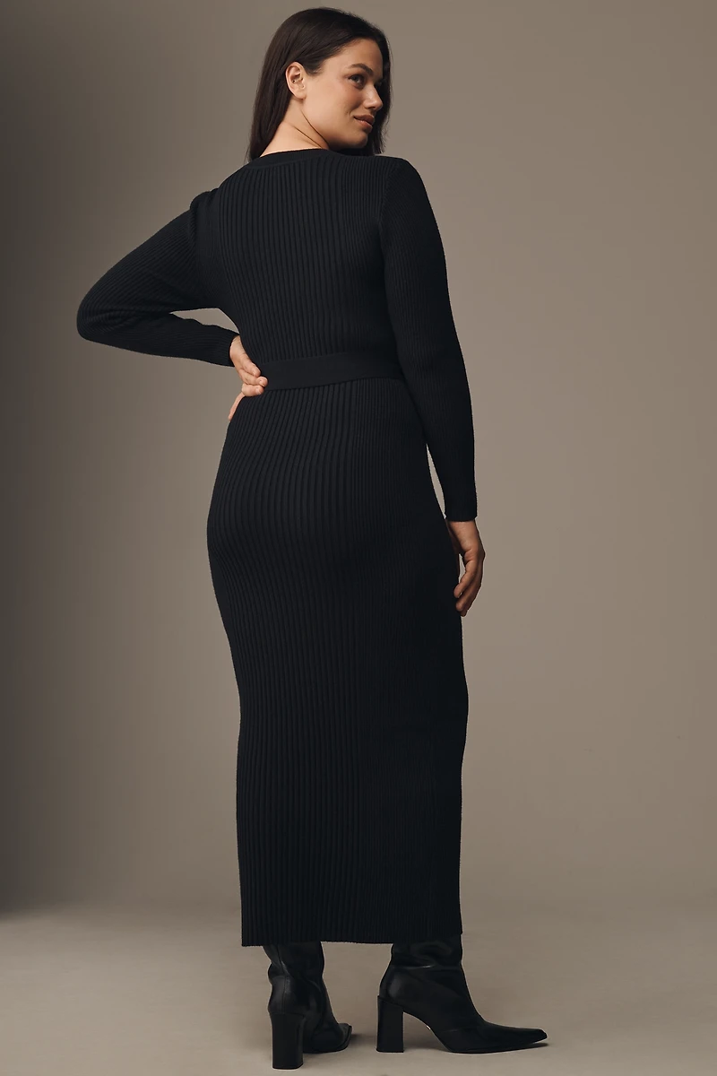 Eloquii Plus Long-Sleeve Rib Maxi Dress