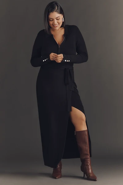 Eloquii Plus Quarter-Zip Maxi Sweater Dress