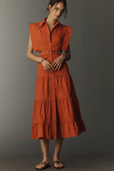 CeliaB Lucero Tiered Sleeveless Cotton Midi Dress