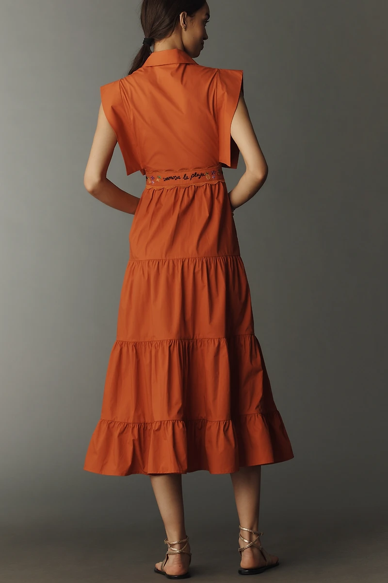 CeliaB Lucero Tiered Sleeveless Cotton Midi Dress