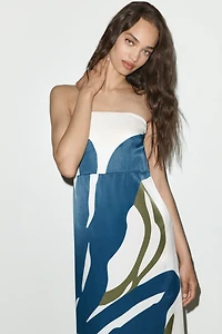 DIARRABLU Tubi Printed Strapless Maxi Dress