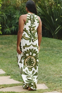 DIARRABLU Halter Neck Printed Maxi Dress