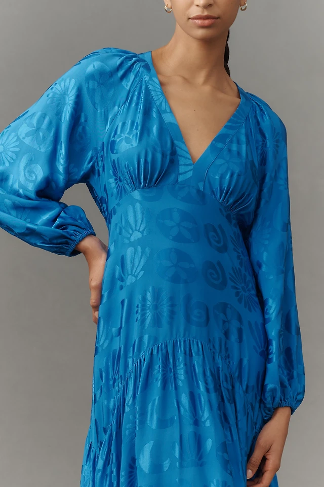 Farm Rio Long-Sleeve V-Neck Jacquard Maxi Dress | Hawthorn Mall Farm Rio Long-Sleeve V-Neck Jacquard Maxi Dress | Hawthorn Mall