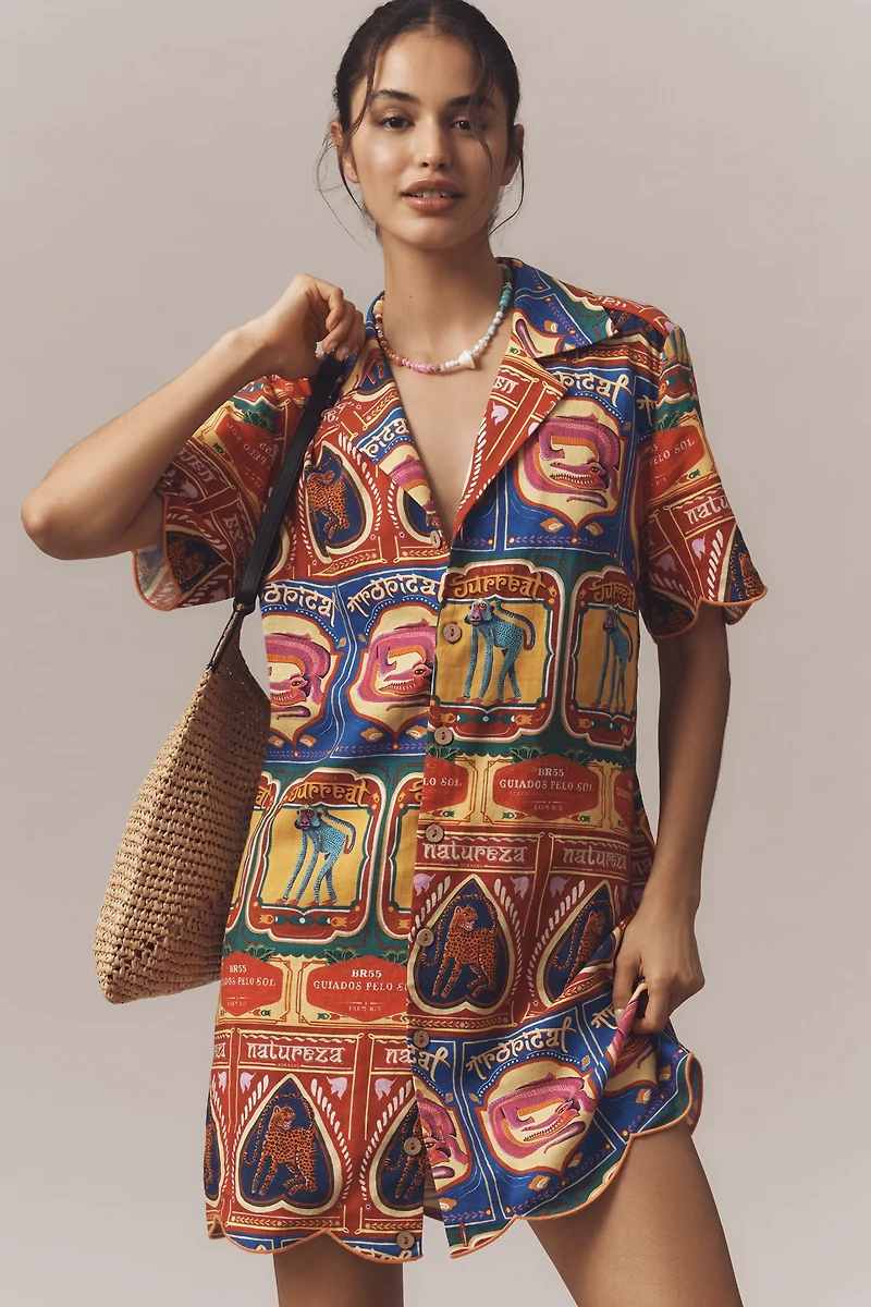 Farm Rio x Anthropologie Scalloped Shirt Dress