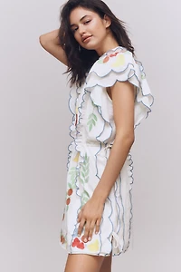 Farm Rio x Anthropologie Embroidered Ruffle mini Dress