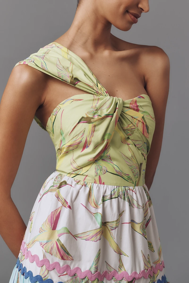 Farm Rio x Anthropologie One-Shoulder Tiered Midi Dress
