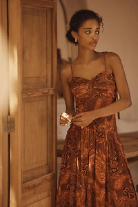 Farm Rio x Anthropologie Drop-Waist Printed Midi Dress