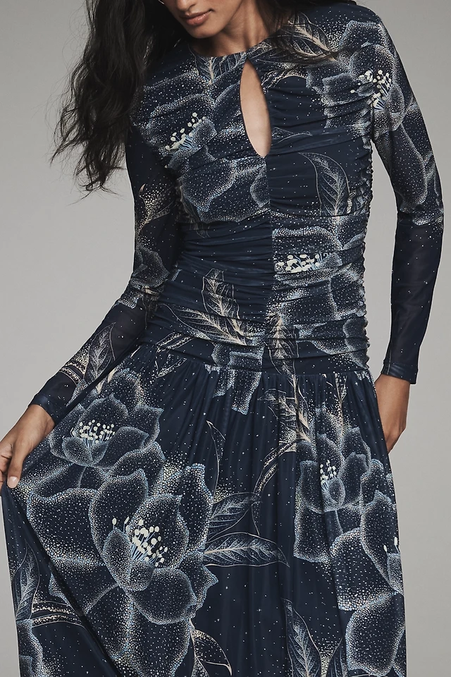 farm rio x anthropologie long-sleeve cutout maxi dress Farm Rio x Anthropologie Long-Sleeve Cutout Maxi Dress