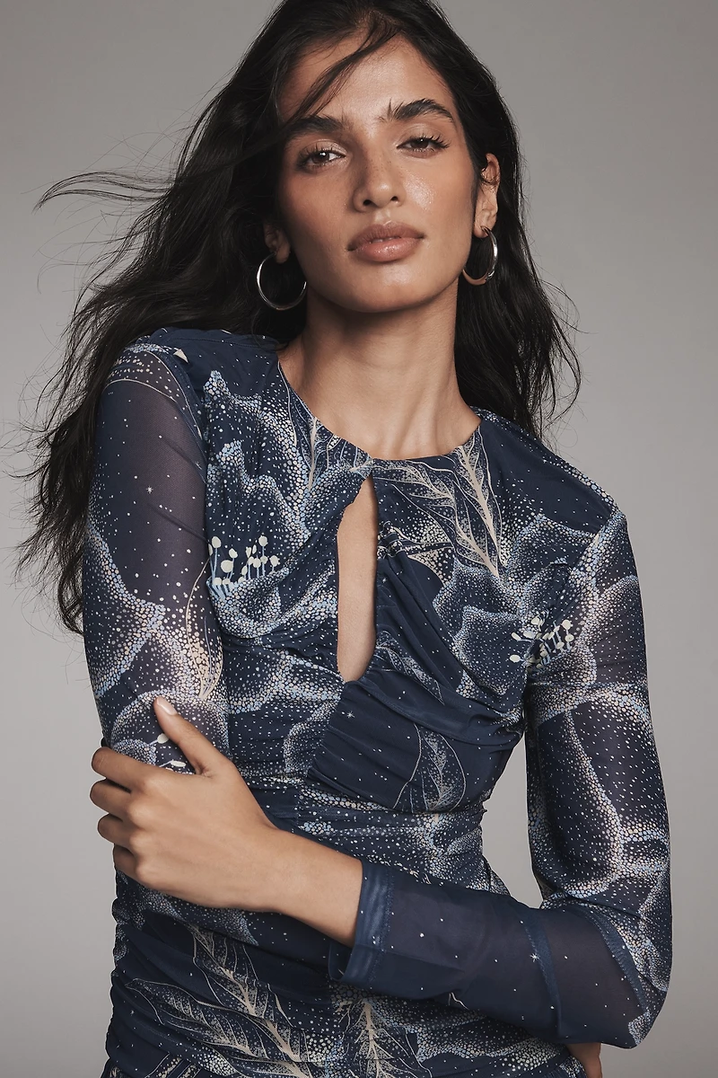 Farm Rio x Anthropologie Long-Sleeve Keyhole Maxi Dress