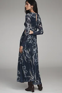 Farm Rio x Anthropologie Long-Sleeve Keyhole Maxi Dress