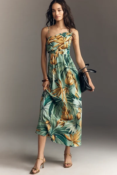 Farm Rio x Anthropologie Asymmetric Linen Blend Dress