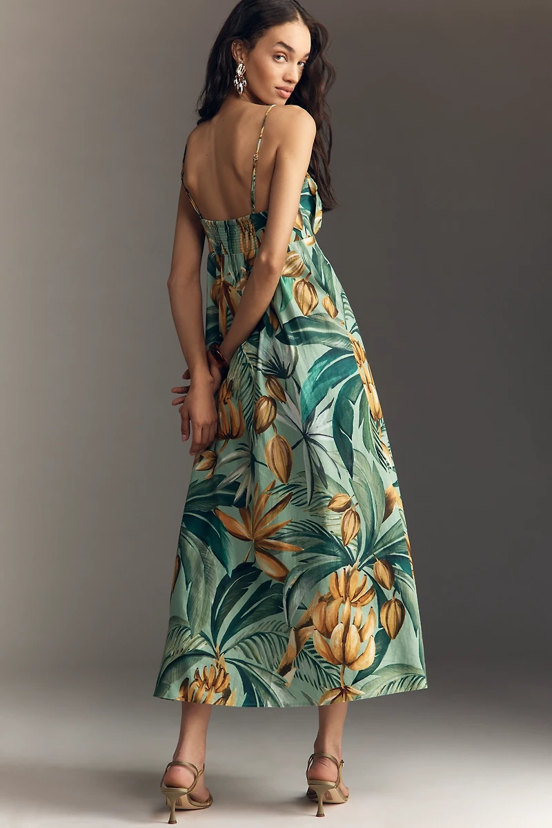 Farm Rio x Anthropologie Asymmetric Linen Blend Dress